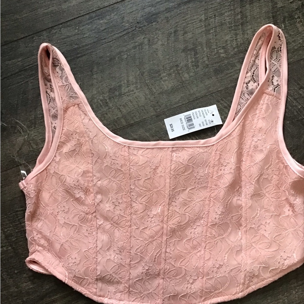 Soft Blush Lace Crop Tank